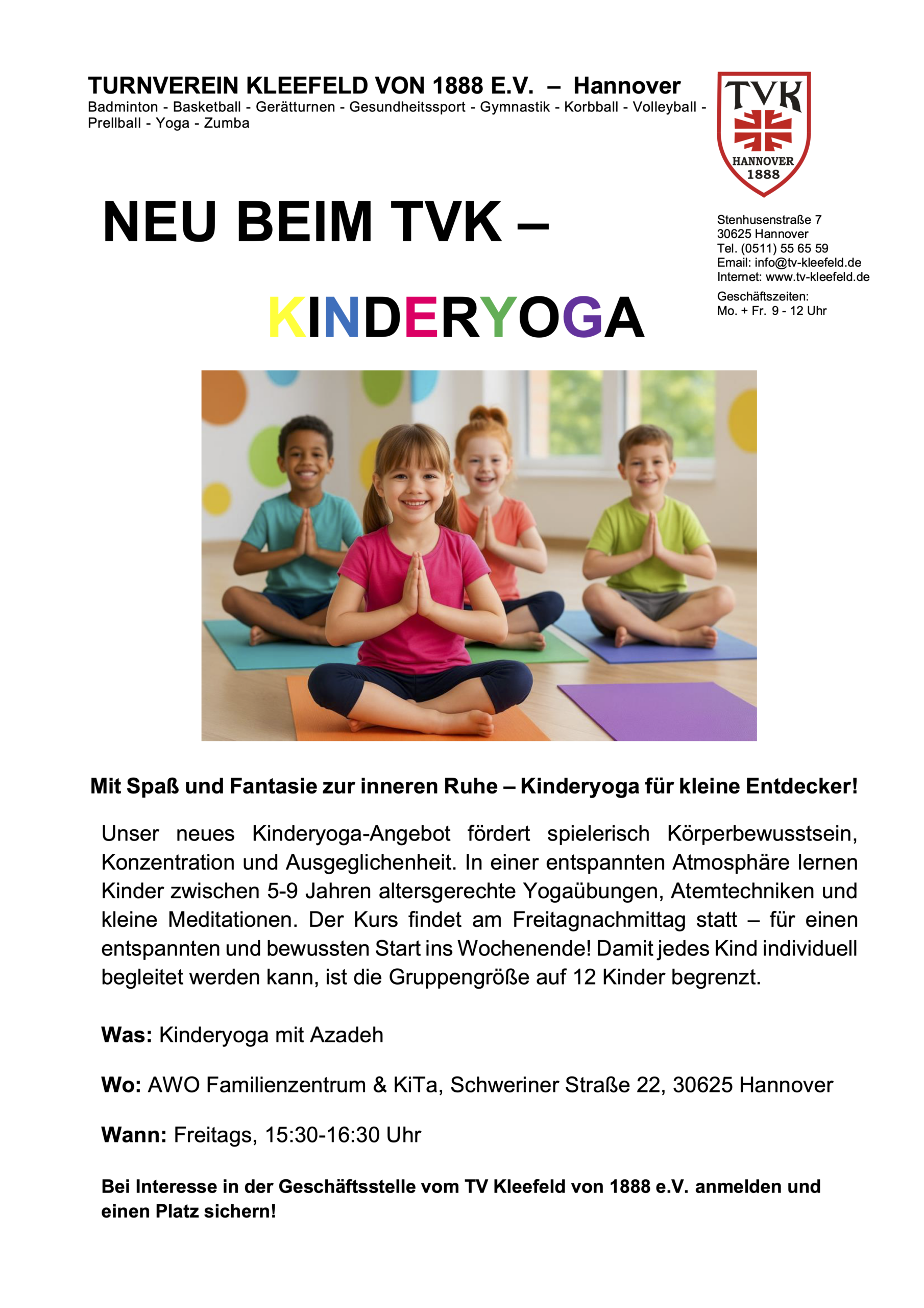 NEU: Kinderyoga im AWO Familienzentrum & KiTa ab 16.01.2026