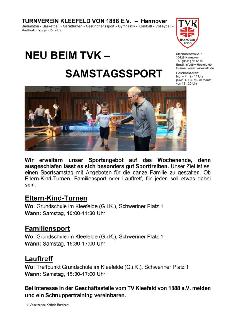Kommt zum Samstagssport!